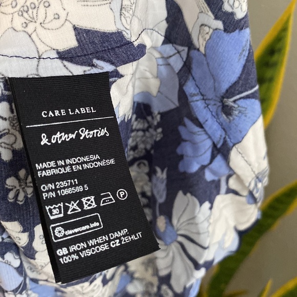 & Other Stories Floral Printed Tie Waist Collared Mini Dress Size 6 - Picture 11 of 11